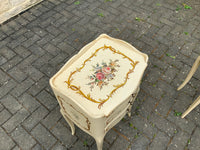 A pair of antique French hand painted bedside cabinets