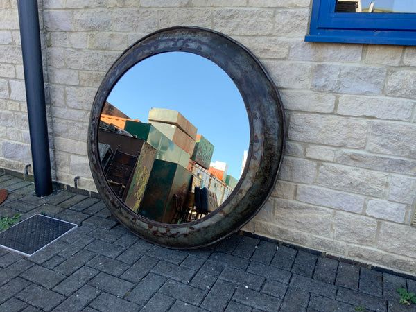 Vintage Industrial Round Mirror