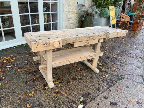 Antique English Oak Work Bench/Sideboard