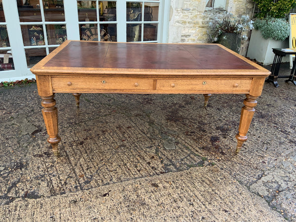 Antique English Oak Partners Writing Table