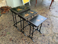 Antique English Chinoseire Nest of Three Tables