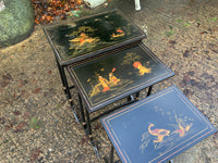 Antique English Chinoseire Nest of Three Tables