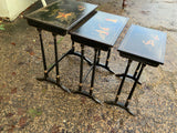 Antique English Chinoseire Nest of Three Tables