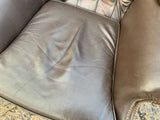 Mid Century English Leather Wing Back Chair