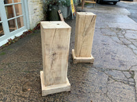 Vintage Pair of Square Wooden Oak Stands/Pedestals