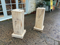 Vintage Pair of Square Wooden Oak Stands/Pedestals