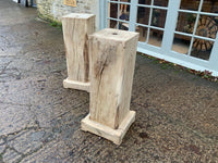 Vintage Pair of Square Wooden Oak Stands/Pedestals