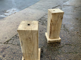 Vintage Pair of Square Wooden Oak Stands/Pedestals