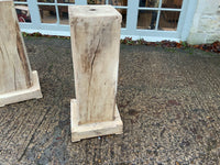 Vintage Pair of Square Wooden Oak Stands/Pedestals