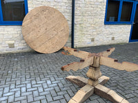 Vintage English Round Pollard Oak Table