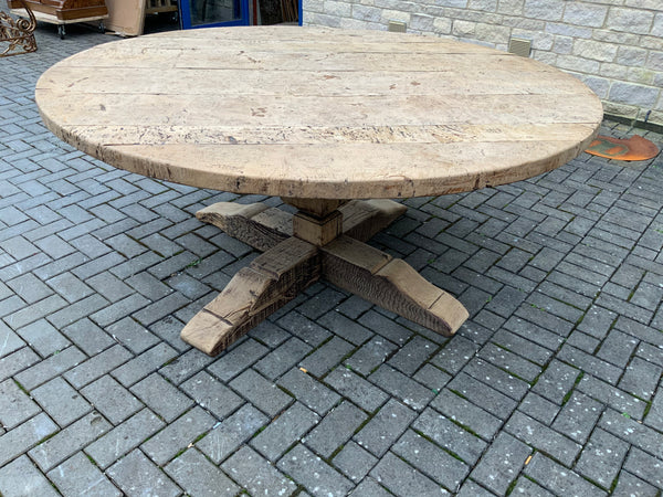 Vintage English Round Pollard Oak Table