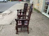 Pair of Antique Chinese Rosewood Carved Armchairs