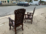 Pair of Antique Chinese Rosewood Carved Armchairs