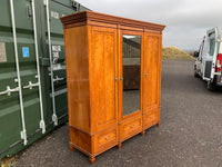 Antique English Satinwood Three Door Wardrobe