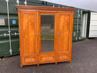 Antique English Satinwood Three Door Wardrobe