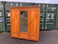 Antique English Satinwood Three Door Wardrobe