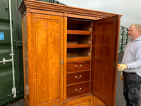 Antique English Satinwood Three Door Wardrobe