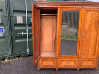 Antique English Satinwood Three Door Wardrobe