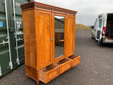 Antique English Satinwood Three Door Wardrobe