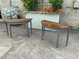 Antique English Pair of Demi Lune Side Tables