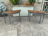 Antique English Pair of Demi Lune Side Tables