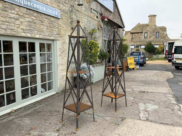 Contemporary Pair of Wrought Iron Obelisks