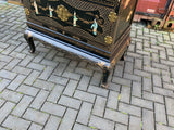 Vintage Chinese Black Chinoiserie Cabinet