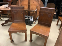 Antique English Oak Hall Chairs