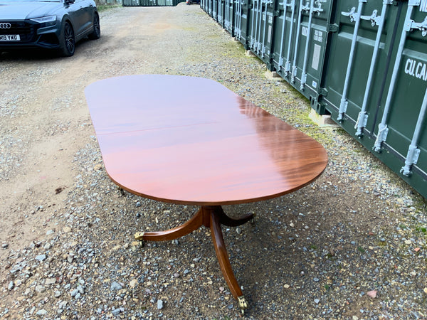 Antique English Mahogany Oval Twin Pedestal Dining Table