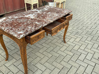 Antique French Walnut Decorative Side Table with Marble Top