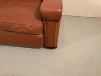 Antique English Leather Deco Sofa