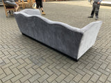 Contemporary grey velvet sofa