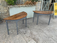Antique English Pair of Demi Lune Side Tables