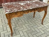 Antique French Walnut Decorative Side Table with Marble Top