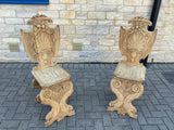 Pair of Oak Continental Hall Chairs