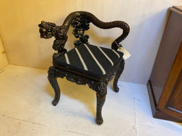 Antique Japanese dragon corner chair