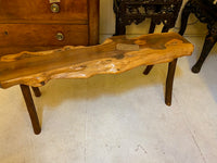 Vintage low yew wood side table