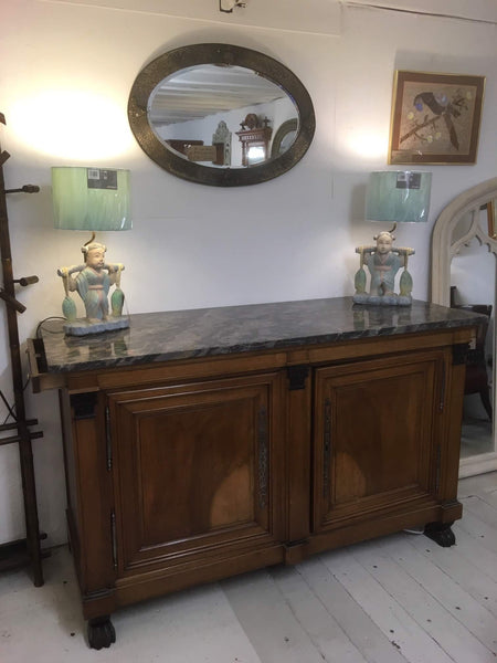 Antique French marble top two door empire chiffonier / sideboard