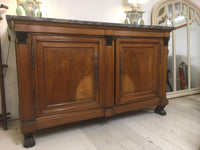 Antique French marble top two door empire chiffonier / sideboard