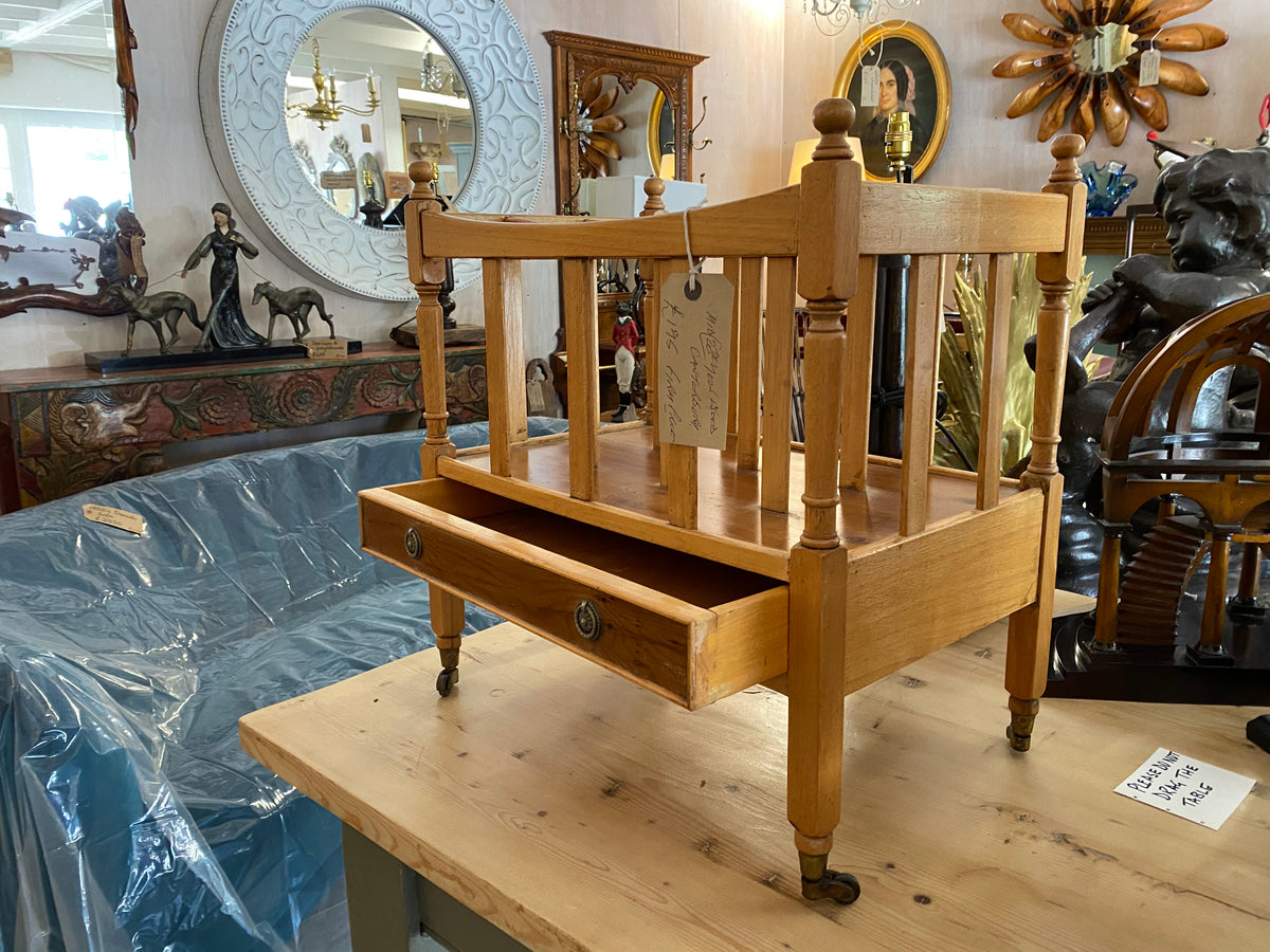 Vintage light wood magazine rack/canterbury – Burford Antiques