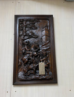 Antique French Carved Panel with Hunting Scene
