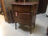 Antique small serpentine French marble top chest of drawers