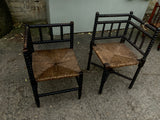 Antique English Near Pair of Bobbin Corner Chairs