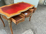 Vintage French Bureau Plat Desk with insert  Leather Top