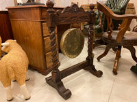Antique carved oak gong