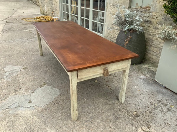 Antique Cherrywood Top French farmhouse table